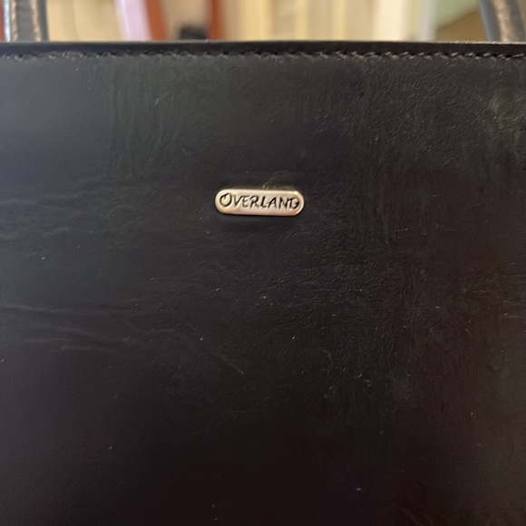 Overland vintage black leather handbag tote - Picture 5 of 7